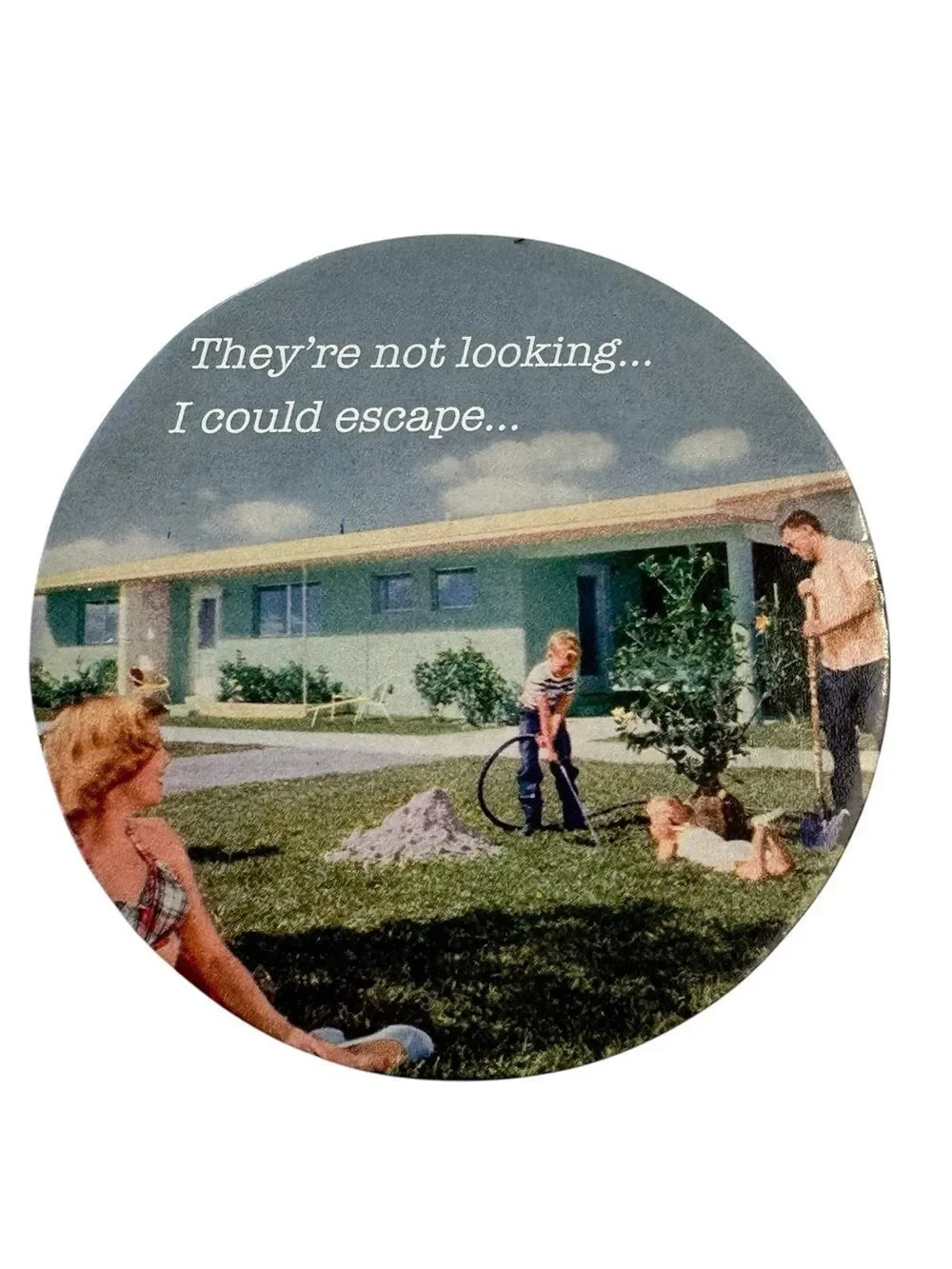 Retro Kitsch Cork Coaster Set Funny Mid Century Housewife Decor